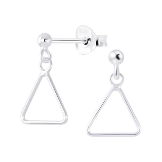 SILVER THAI Triangle stud earrings geometric dangle ต่างหูเงินแท้925สามเหลี่ยมแบบแป้น