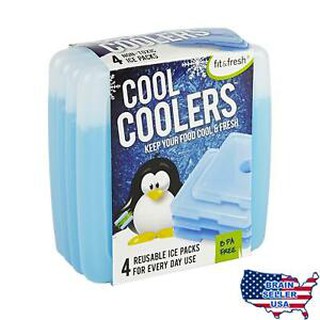 Fit &amp; Fresh : FNF336KFF* แผ่นเก็บความเย็น Cool Coolers Slim Lunch Ice Packs ­ Set of 4