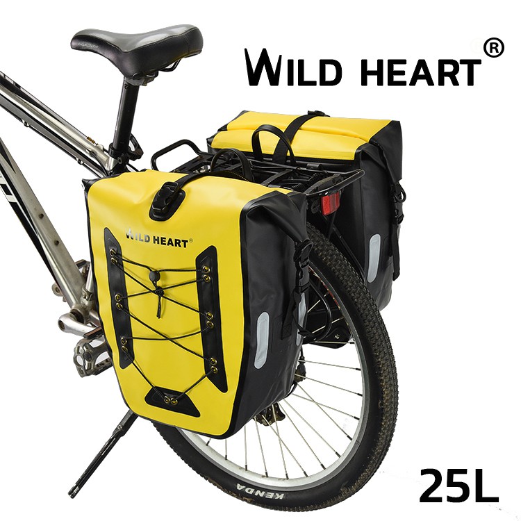 กระเป๋าทัวร์ริ่ง กระเป๋าจักรยาน กันน้ำ 2 ใบ  (สีเหลือง)  เคลือบ PVC 2 ชั้น   หนา ทน เหนียว เทคโนโลยีผสานรอยต่อ