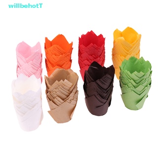 [WillbehotT] ถ้วยกระดาษ ลายดอกทิวลิป มัฟฟิน สําหรับใส่อาหาร เบเกอรี่ 50 ชิ้น