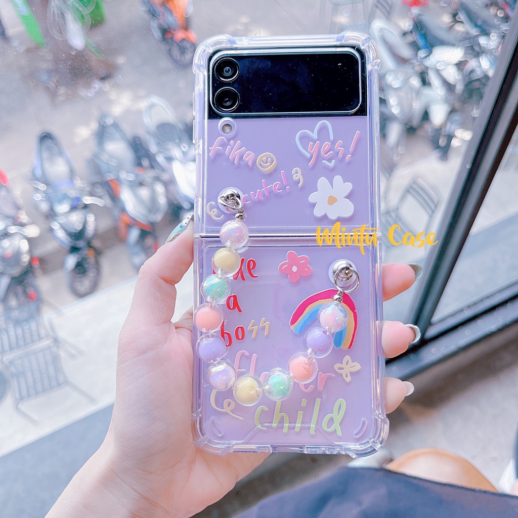 เคส Samsung Galaxy Z Flip 4 / Z Flip4 5G / Z Flip3 5G / Z Flip 3 พร้อมพวงกุญแจ - ZF302