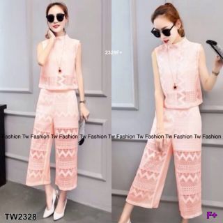 TW2328 Set 2 ชิ้น เสื้อแขนกุด + กางเกงขา 8 ส่วน