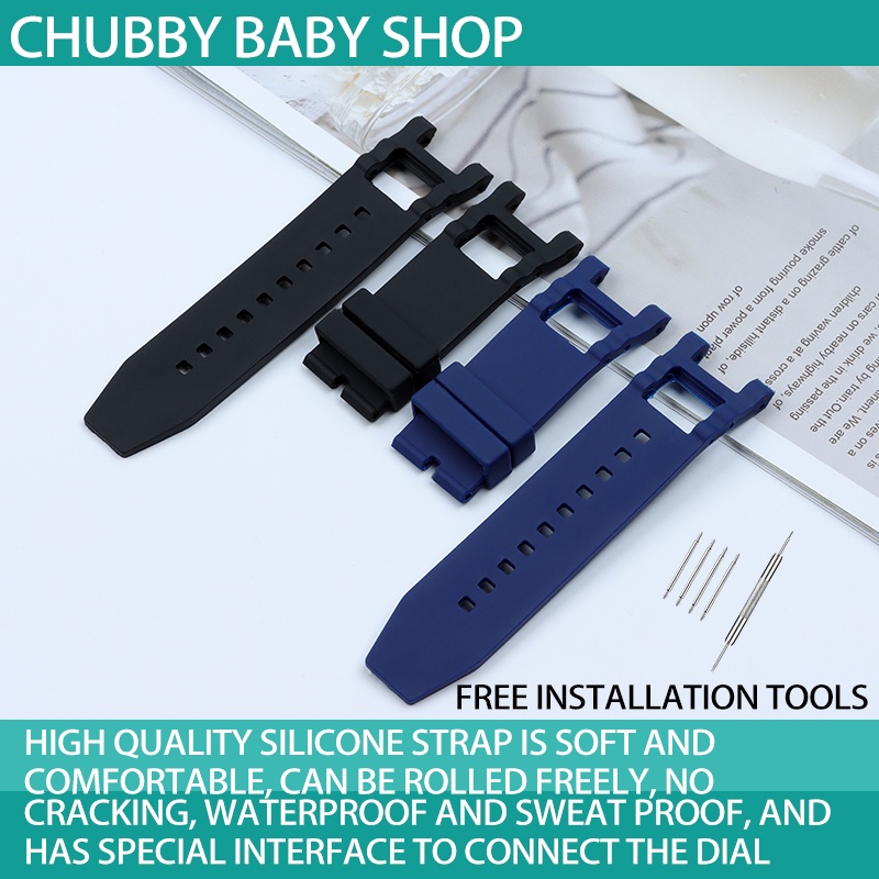 Black blue 28mm silicone watch strap for Invicta Subaqua Noma III 50mm