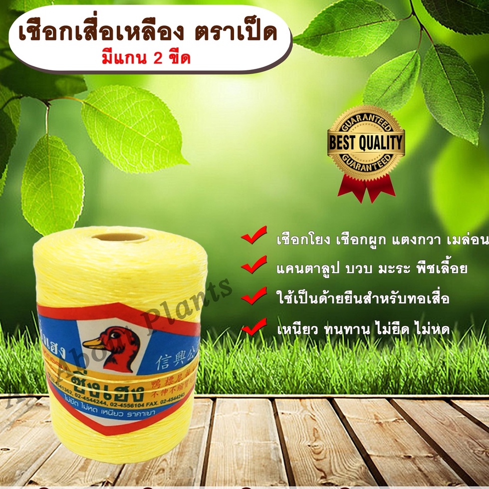 เชือกเสื่อเหลือง ตราเป็ด มีแกน 2 ขีด ผูกแตงทอเสื่อ ตราเป็ด allaboutplants