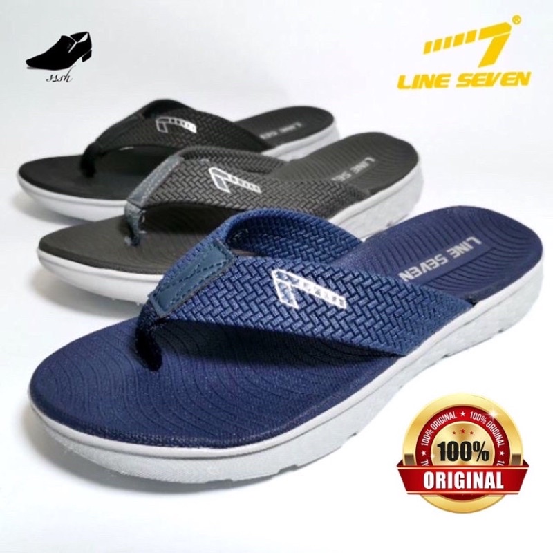 LINE 7 SUPER SOFT SPORT SANDALS CASUAL SLIPPERS - BLACK / GREY / BLUE E-1060 / E 1085 รองเท้าแตะ Lel