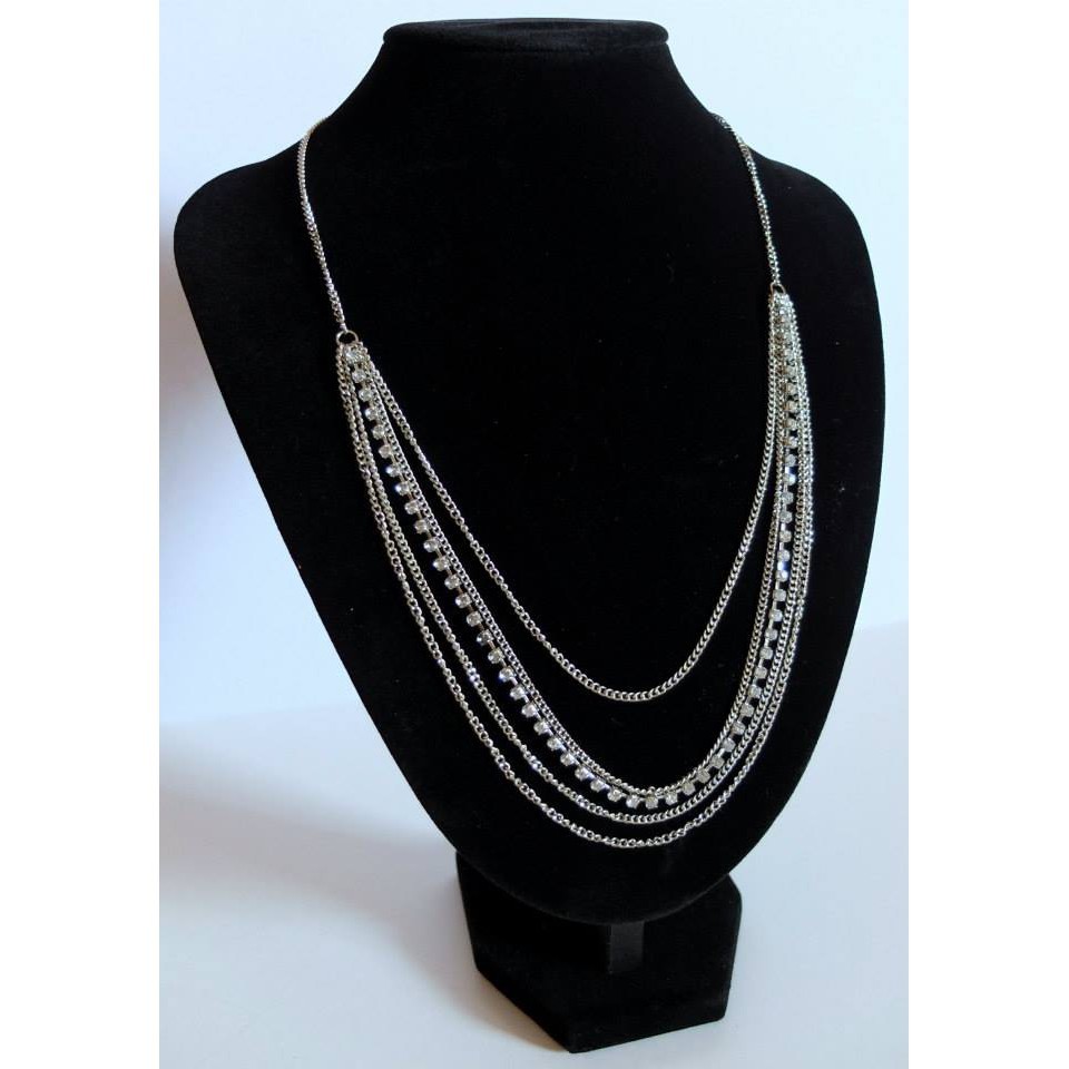 สร้อยคอโซ่ยาวเพชรหลายชั้นเกาหลี (NCL100-003)