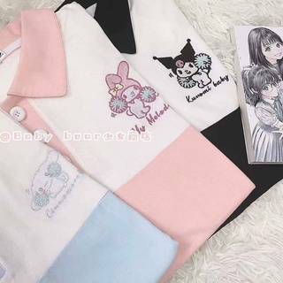 #พร้อมส่ง    เสื้อคอปก ขนาด อก 32-41 ก่อนยืด   ผ้าดีคอตตอน