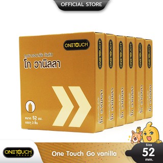 Onetouch Go Vanilla ถุงยางอนามัย กลิ่นหอมวานิลลา ผิวเรียบ ขนาด 52 มม. บรรจุ 6 กล่อง (18 ชิ้น)