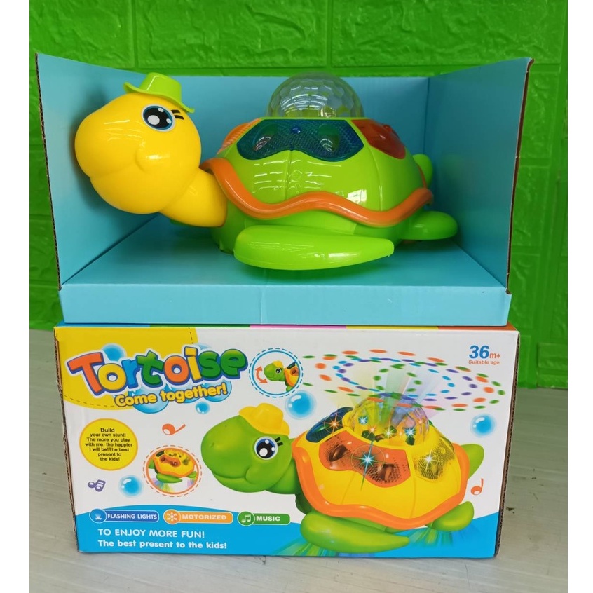ของเล่น เต่า มีเสียง+แสงไฟ เคลื่อนที่ เดินหน้า ถอยหลัง ซ้ายขวา หมุน  TORTOISE NO.SM456-2