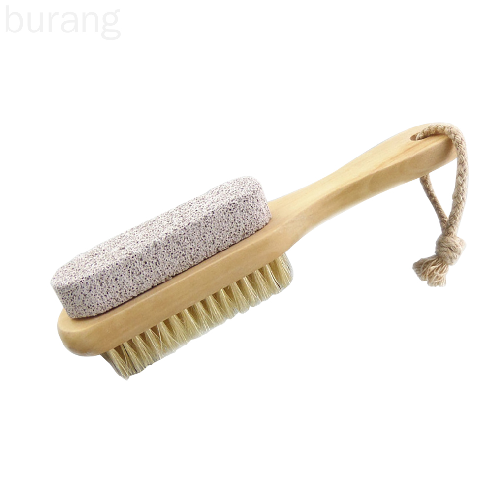 Bristle หินภูเขาไฟแปรง 2 ด้าน Foot Care Scrubber Hard Dead Skin Exfoliate Remover Pedicure เครื่องมือ burang