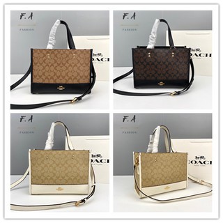 F.A ว่าแท้100%  COACH 1955 DEMPSEY CARRYALL กระเป๋าถือสุภาพสตรีโลโก้คลาสสิกกระเป๋าแนวทแยง Suction Buckle Shopping Bag