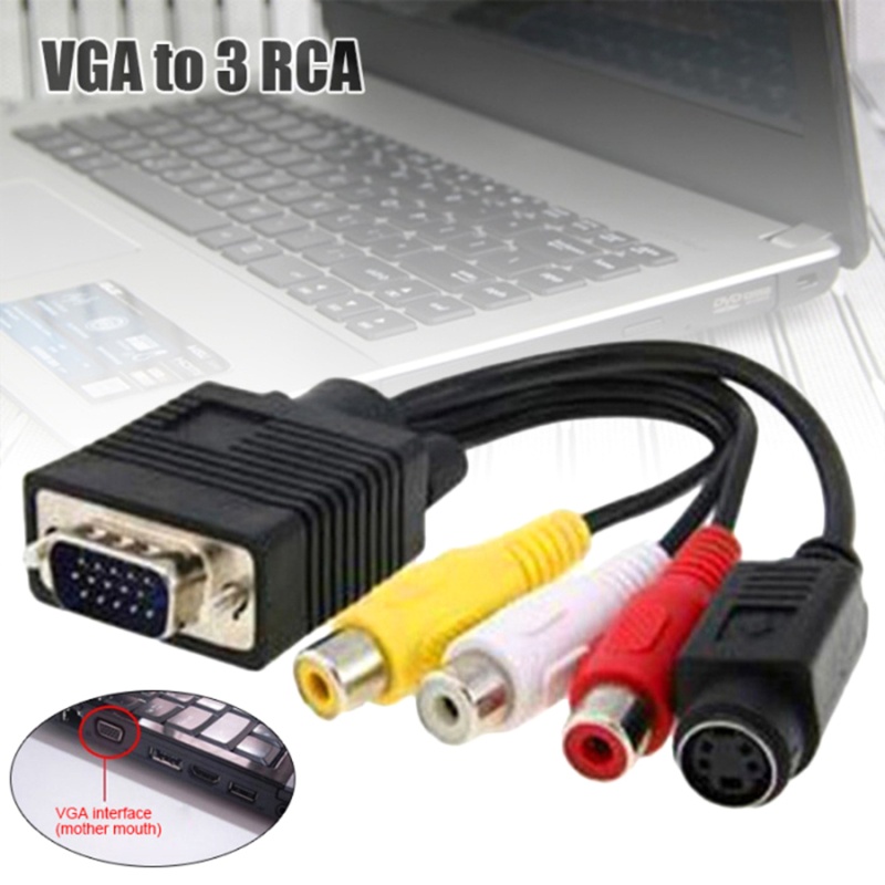 BTM สาย VGA เป็น 3 RCA + S VGA Tv-Out เป็นสาย AV ส่วนประกอบ VGA สําหรับคอมพิวเตอร์ทีวี