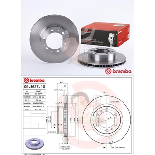 09 B627 10 จานเบรค ล้อ F (ยี่ห้อ BREMBO) รุ่น Std TOYOTA Vigo Champ 4x4, Fortuner Smart 4x4 (KUN51) ปี 2008-&gt;,2015-&gt; ...