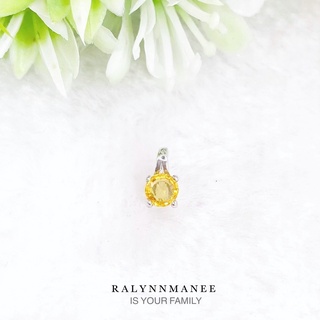 O6445 จี้พลอยบุษราคัมแท้ ( Yellow sapphire ) ตัวเรือนเงินแท้ 925 ชุบทองคำขาว