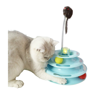 Boqi factory รางบอลทาวเวอร์ 3 ชั้น ของเล่นแมว รางบอลแมว พร้อมลูกบอล HS088