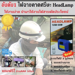 ไฟฉายคาดศรีษะ HeadLamp ไฟฉายคาดหัว สารพัดประโยชน์ พกพาสะดวก ใช้งานง่าย ด้วยหลอดไฟLED ปรับระบบไฟได้ 3 รูปแบบ (สีดำ)