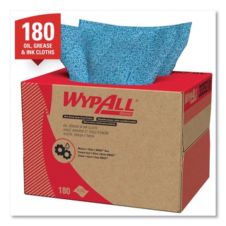 กระดาษไวเปอร์เกรดพิเศษ สีฟ้า WYPALL OIL/ GREASE BRAG Box Blue Wipers 180s x 1 Box ของแท้ By Kimberly-Clark