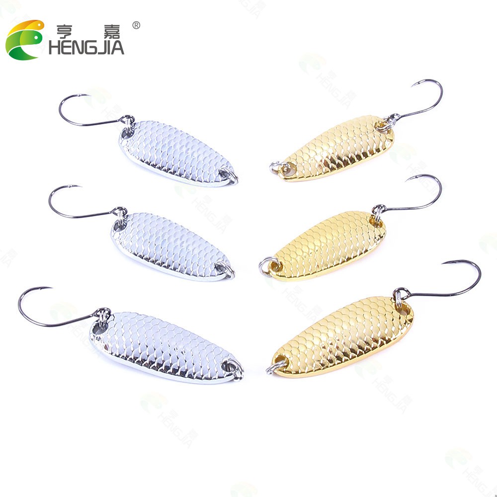 Hengjia เหยื่อตกปลาโลหะ สีทอง สีเงิน ขนาดเล็ก 2.5 กรัม 3.5 กรัม 5 กรัม 1 ชิ้น