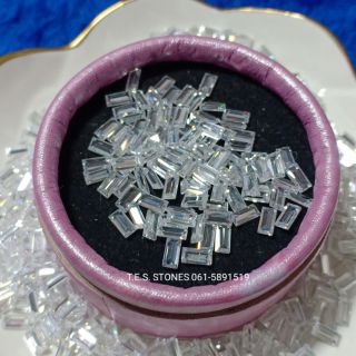 เพชรรัสเซีย CZ สีขาว ทรงสี่เหลี่ยมบาเก็ต เจียระไนเหลี่ยมเพชร WHITE CZ Diamond ,BAGUETTE SHAPE