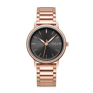 JULIUS WATCH JA1262 D สีโรสโกลด์หน้าปัดดำ (ROSEGOLD/BLACK) นาฬิกาข้อมือผู้หญิง แบรนด์เกาหลี แฟชั่นฮิตของแท้ สายสแตนเลส