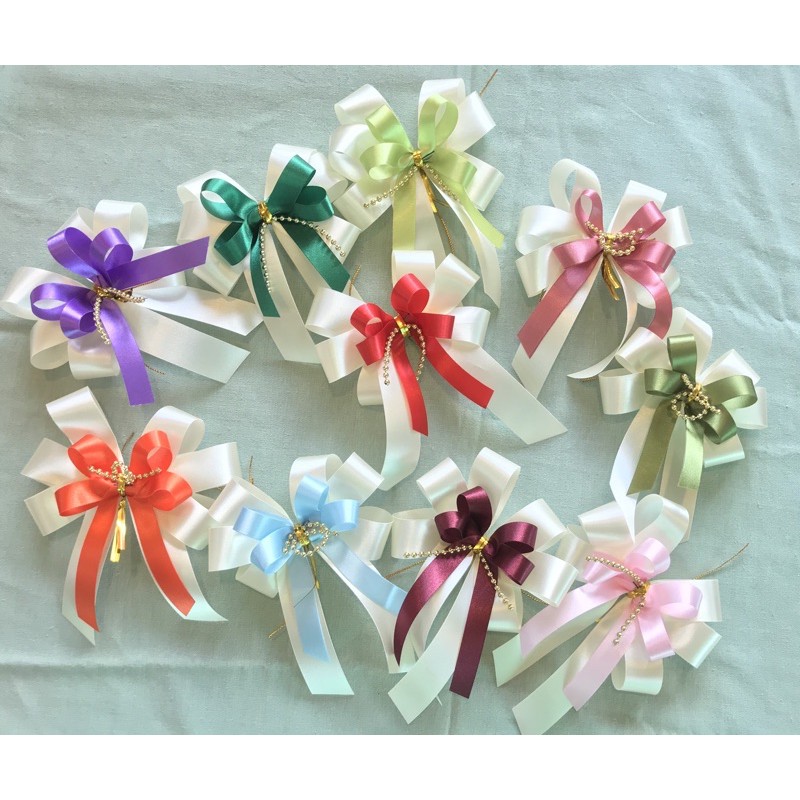 🎀🎀โบว์2ชั้นพร้อมสร้อยมุก 10*14 cm