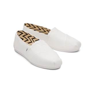 TOMS รองเท้าลำลองผู้หญิง แบบสลิปออน (Slip on) รุ่น Alpargata Seasonal White Recycled Cotton Canvas (A) รองเท้าลิขสิทธิ์แท้