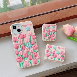 เคสหูฟังซิลิโคน ลายดอกทิวลิป สําหรับ AirPods Pro AirPods 1 2 3