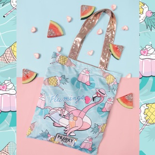 Flamingo on the beach tote bag