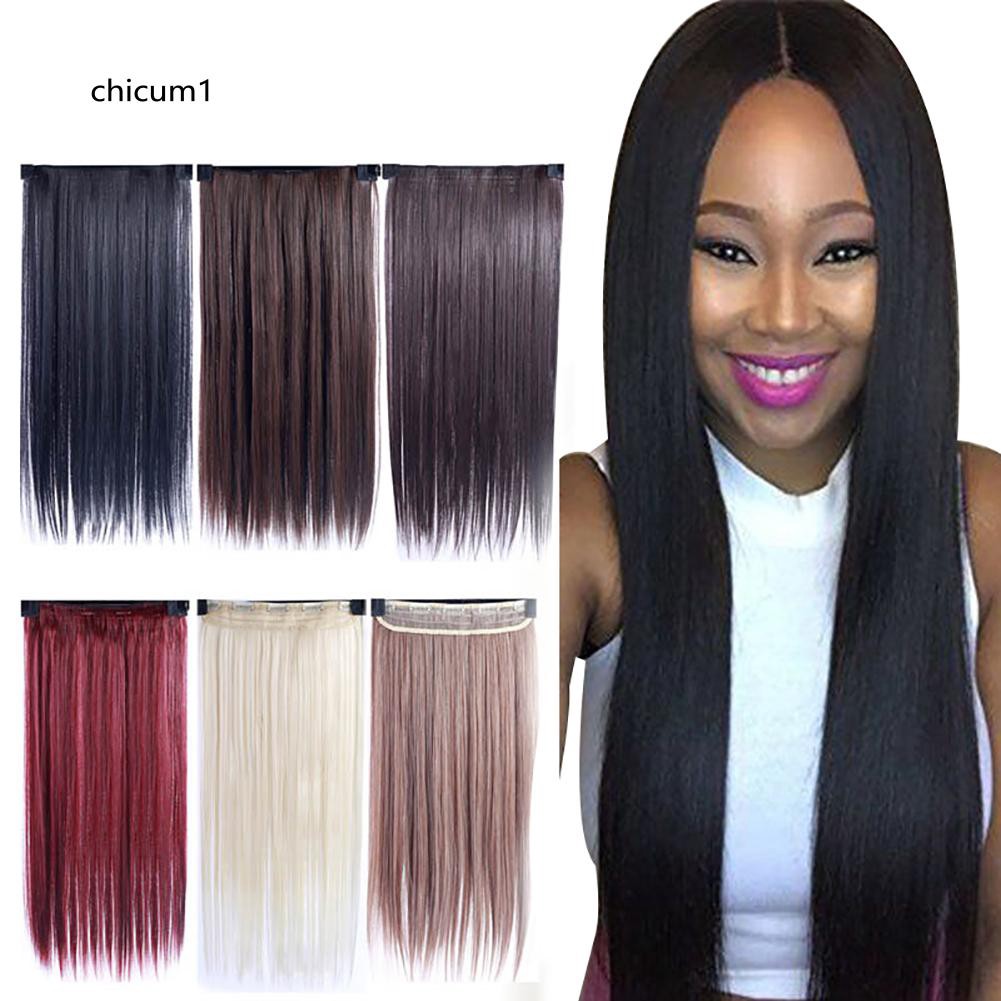 CHC_Women Fashion Full Head Clip-on Wig Hair Extensions Long Straight  Hairpiece | Shopee Thailand
