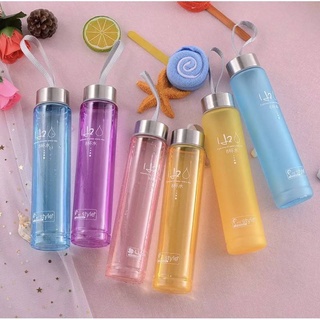 YU-GT-0501กระบอกพลาสติกใส 400ml. สูง20ซม กระบอกน้ำ กระติกน้ำ มีเชือกหิ้ขวดน้ำพลาสติก  กระบอกน้ำพกพา