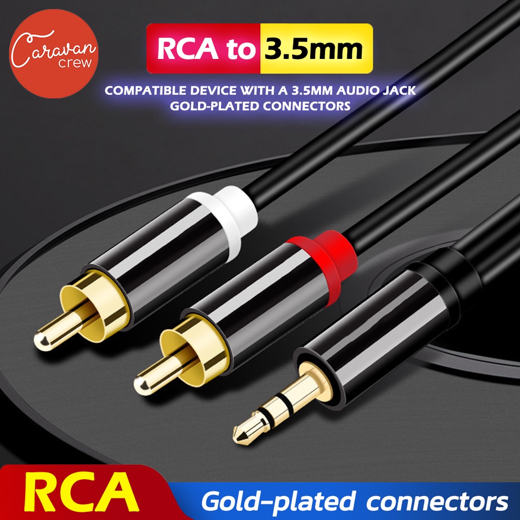 Caravan Crew 3.5mm to 2 RCA 1.5M 3M 5M สายสัญญาณเสียง 3.5mm Male to 2RCA Male Auxiliary Stereo Y Splitter Audio Cable