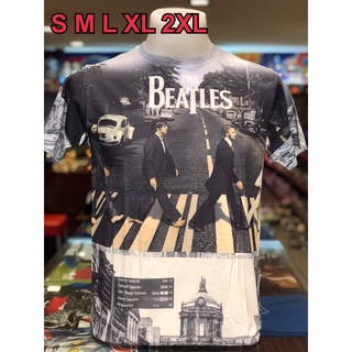 เสื้อ OVP (โอเวอร์ปริ้นท์) วง Beatles บีทเทิ่ล แขนสั้น ผ้าคอตตอนผสมโพลี พิมลายทั้งตัว