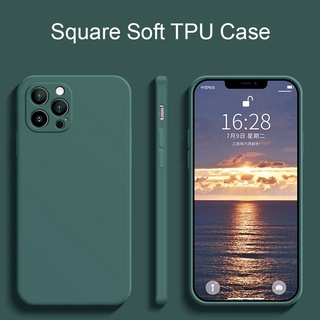 สําหรับ iPhone 11 Pro Max XS Max 7 8 Se 2020 สี่เหลี่ยม ซิลิโคน เคสนิ่ม เคลือบด้าน เคสป้องกันเลนส์ กันกระแทก ฝาหลัง