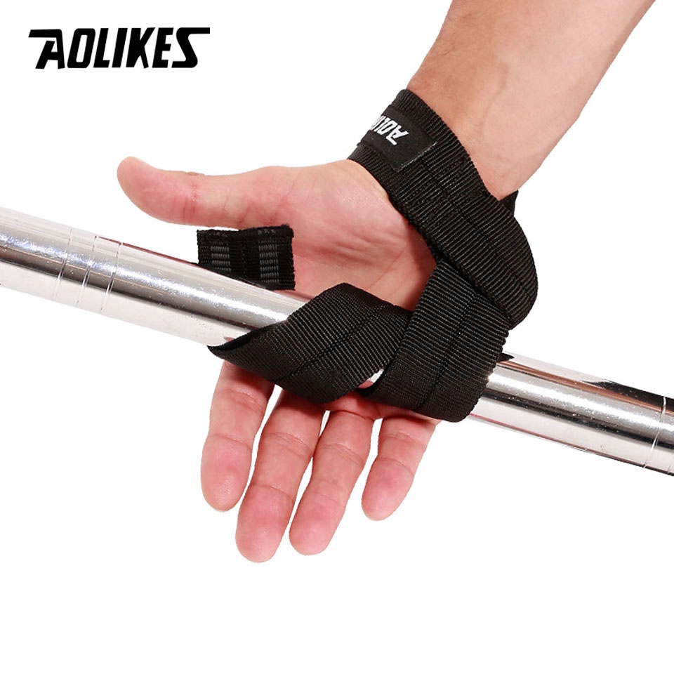 พร้อมส่ง! สแตรปส์คล้องข้อมือยกน้ำหนัก ช่วยพยุงแรง ยกได้หนักขึ้น Power Lifting strap ของแท้แบรน Aolikes