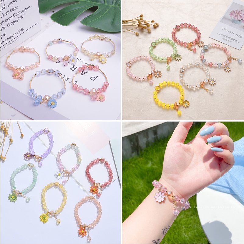 COCOJEWELRY กำไลข้อมือคริสตัล จี้รูปดอกเดซี่ สไตล์เกาหลี สำหรับผู้หญิง