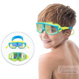 แว่นว่ายน้ำเด็ก 3-15 ปี จอกว้าง💥พร้อมส่งจากไทย💥  ป้องกันยูวี และหมอก มีที่อุดหูในตัว 942