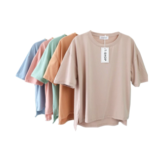 ใส่โค้ด INC12FA ลด 70.- เสื้อยืดคอกลมเรียบหรู ขนาดฟรีไซส์ อก 32-36 ยาว 22 นิ้ว มี 5 สี