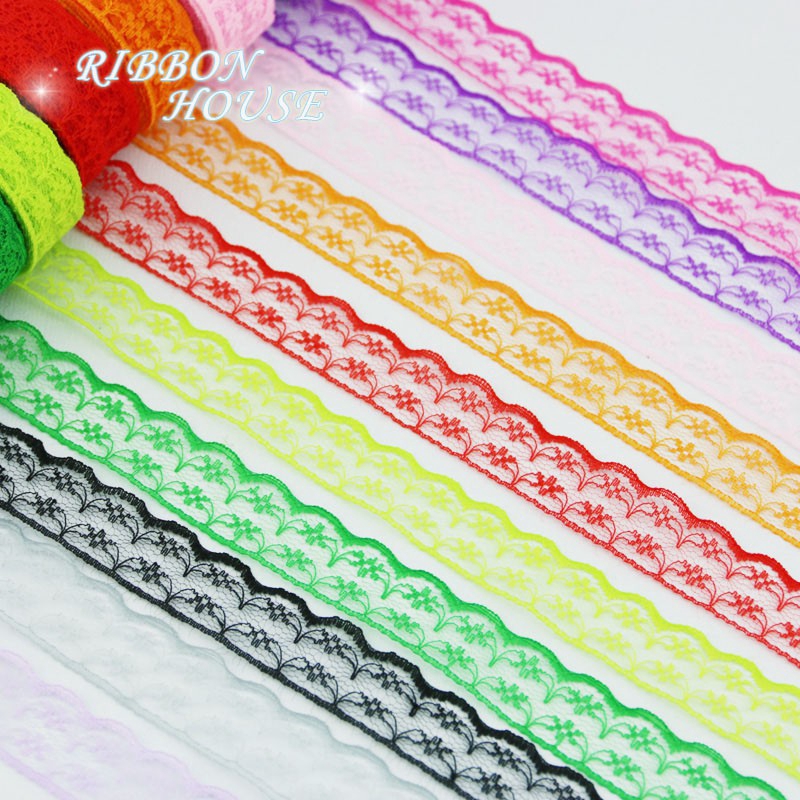 (10หลา/ม้วน) 2.25ซม ลูกไม้สีขาวแพคเกจของขวัญวัสดุผ้าฝ้ายผ้าริบบิ้นตกแต่งน่ารัก