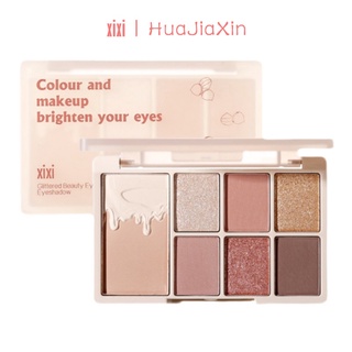 Xixi พาเลทอายแชโดว์ สีชานม เนื้อแมตต์ กลิตเตอร์มุก 7 สี