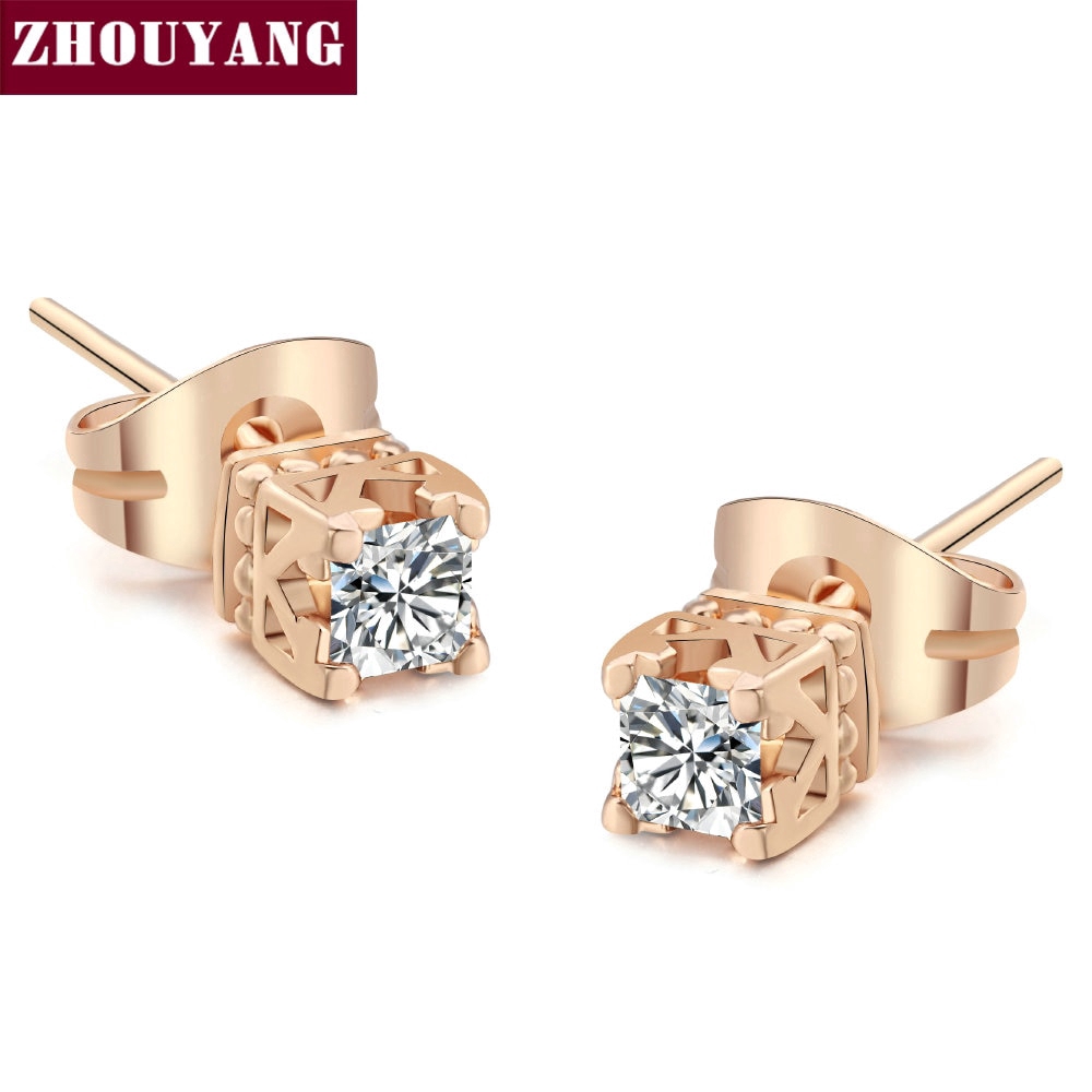 ด้านคุณภาพ ZHOUYANG Elegant คริสตัล Rose Gold สีต่างหูคริสตัลออสเตรีย ZYE448 ZYE449 ราคา ถูกที่สุด ดีลบีเคเค แกลเลอรีภาพที่ 2