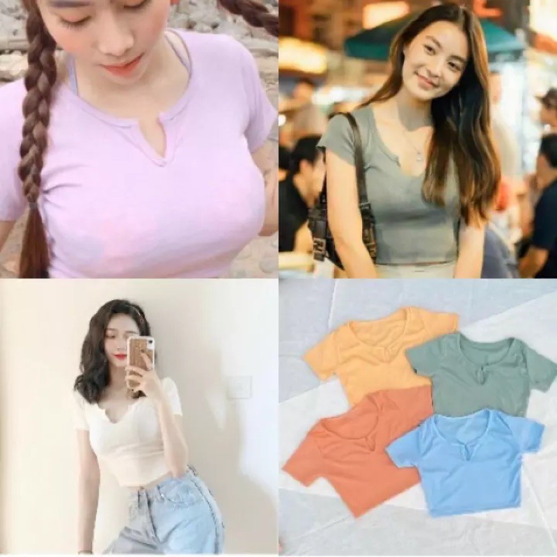 F61 เสื้อครอป [คอวี]