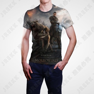 เสื้อยืดแขนสั้นลําลอง พิมพ์ลายการ์ตูนอนิเมะ The Elder Scrolls Skyrim 3D แฟชั่นฤดูร้อน สําหรับผู้ชาย และผู้หญิง 2023