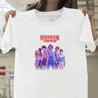 🔥 เสื้อยืดลําลอง ลายการ์ตูน Stranger Things 3 สีขาว แฟชั่นฤดูร้อน สไตล์ฮิปฮอป สําหรับสตรี 🔥