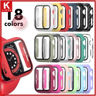 360 เคสป้องกัน สําหรับ Apple Watch Series 6 SE 5 4 3 2 1 iWatch 44 มม. 40 มม. 42 มม. 38 มม. กันชน ป้องกันหน้าจอ กระจกนิรภัย เคลือบ พลาสติก เคสนาฬิกา