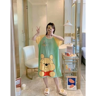 0800 พร้อมส่ง!! ชุดนอนกระโปรงโอเวอร์ไซส์ ชุดนอนแฟชั่นเกาหลี ชุดนอนกระโปรงแขนสั่น หนานุ่ม