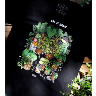 " Let it Grow " Black and Red T-shirt เสื้อยืดคุณภาพ สีดำ ลายหมู่บ้านต้นไม้ Plant town Premium cotton100 comp