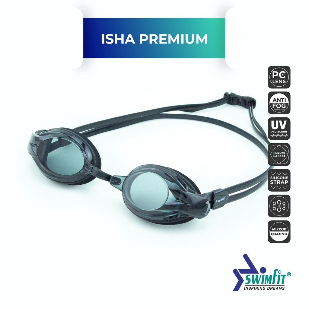 SWIMFIT Isha แว่นตาว่ายน้ําสําหรับผู้ใหญ่ระดับพรีเมียม | ผู้ใหญ่ผู้ใหญ่ผู้ใหญ่