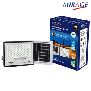 Mirage LED FLOOD LIGHT SOLAR  พลังงานแสงอาทิตย์  ไฟโซล่าเซลล์ 50W 100W 200W 300W เดย์ไลท์ ประหยัดพลังงาน เก็บไฟได้นาน