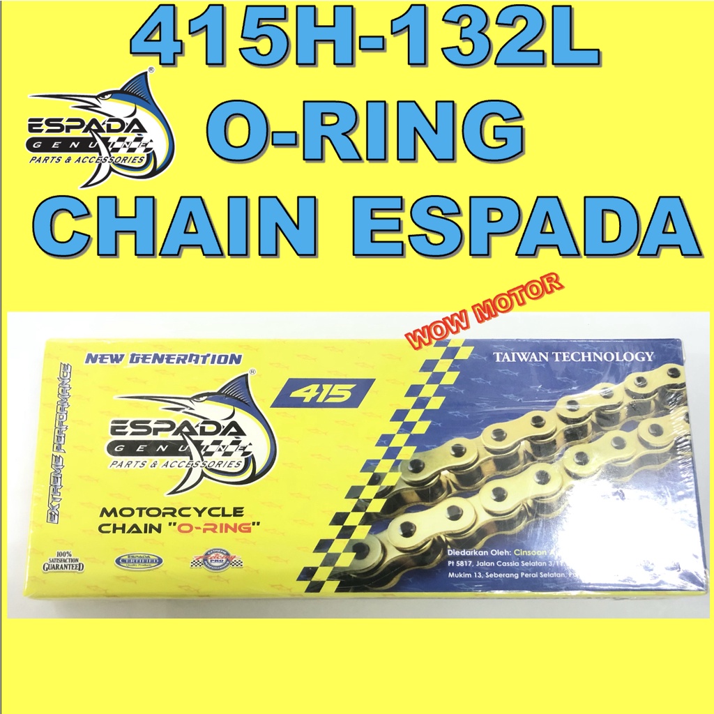 415 132 ORING GOLD CHAIN ESPADA 415H 132L RACING ORING CHAIN ESPADA 415 132 ESPADA ORING GOLD CHAIN 