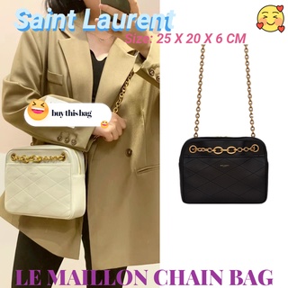 แซงต์โลรองต์  Saint Laurent  ysl  LE MAILLON กระเป๋าโซ่ขนาดเล็กในหนังแกะ/กระเป๋าผู้หญิง/กระเป๋าสะพายข้าง/กระเป๋าสะพายไหล